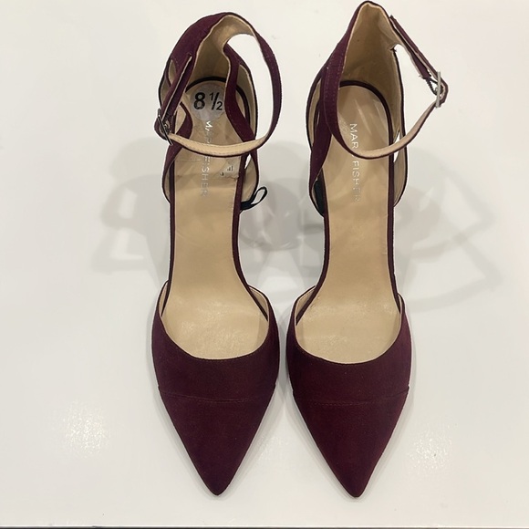 Marc Fisher Burgundy Nimble2 Ankle Strap Pointed Toe Heels - Picture 2 of 11
